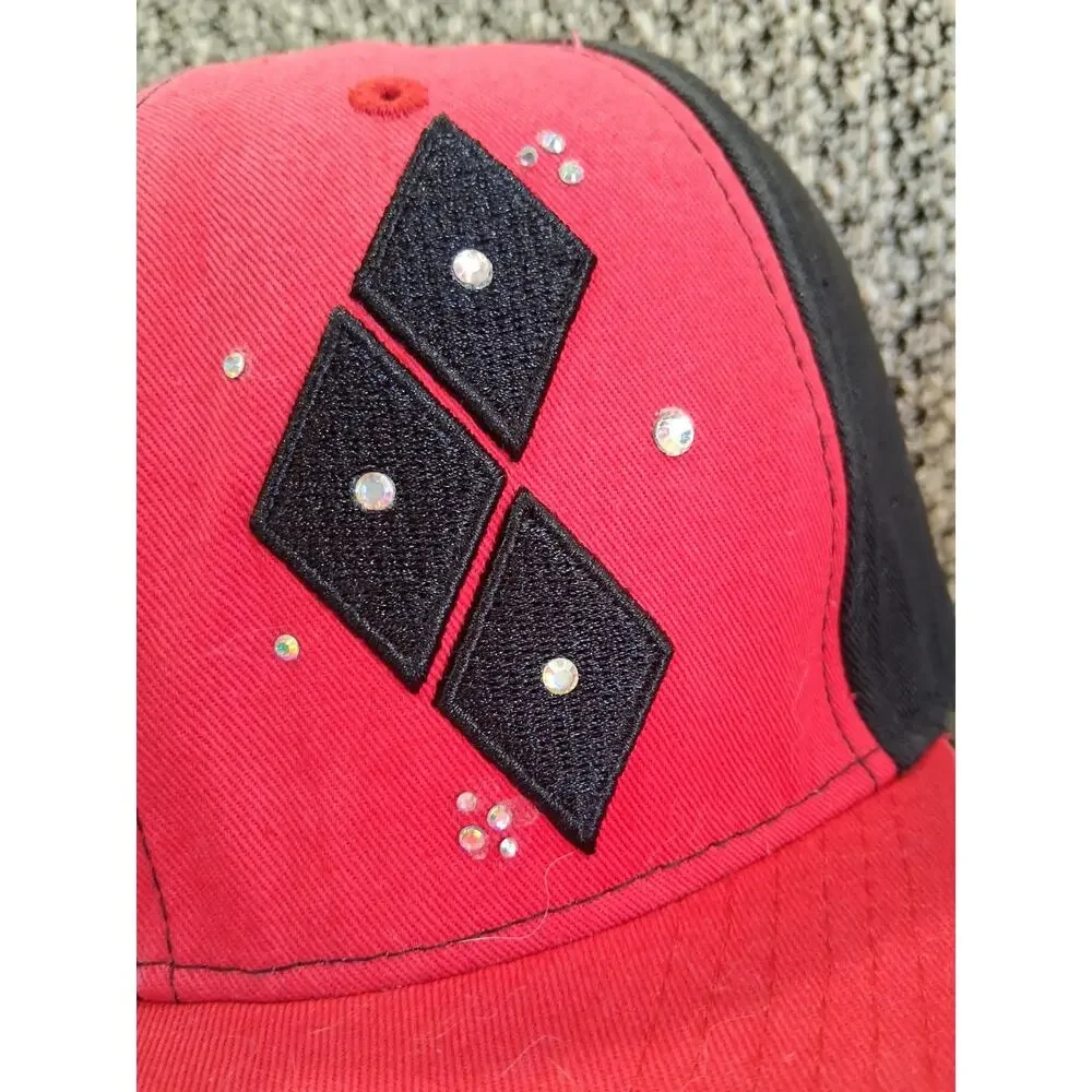 Harley Quinn Rhinestone Half Split Diamond Baseball Cap Snapback Hat DC COMICS
